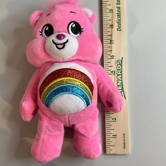 Care Bear Cheer Bear Plush with sparkles on rainbow - Picture 3 of 7